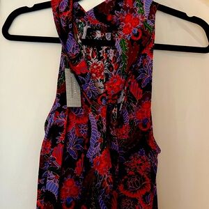 Floral Sleeveless Dress - Red and Purple